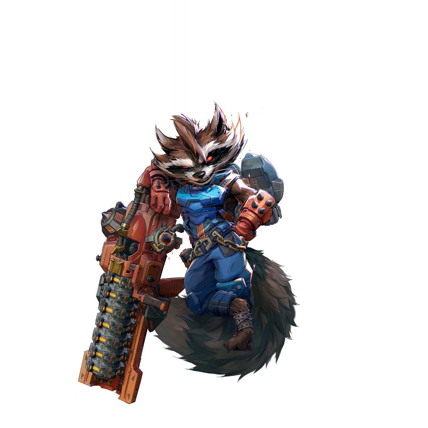 Rocket Raccoon hero portrait art from the Marvel Rivals wiki, Season 9.5 S-tier Strategist