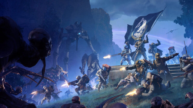 Helldivers 2 key art for the Devoid of Liberty update showing armored Helldivers in combat