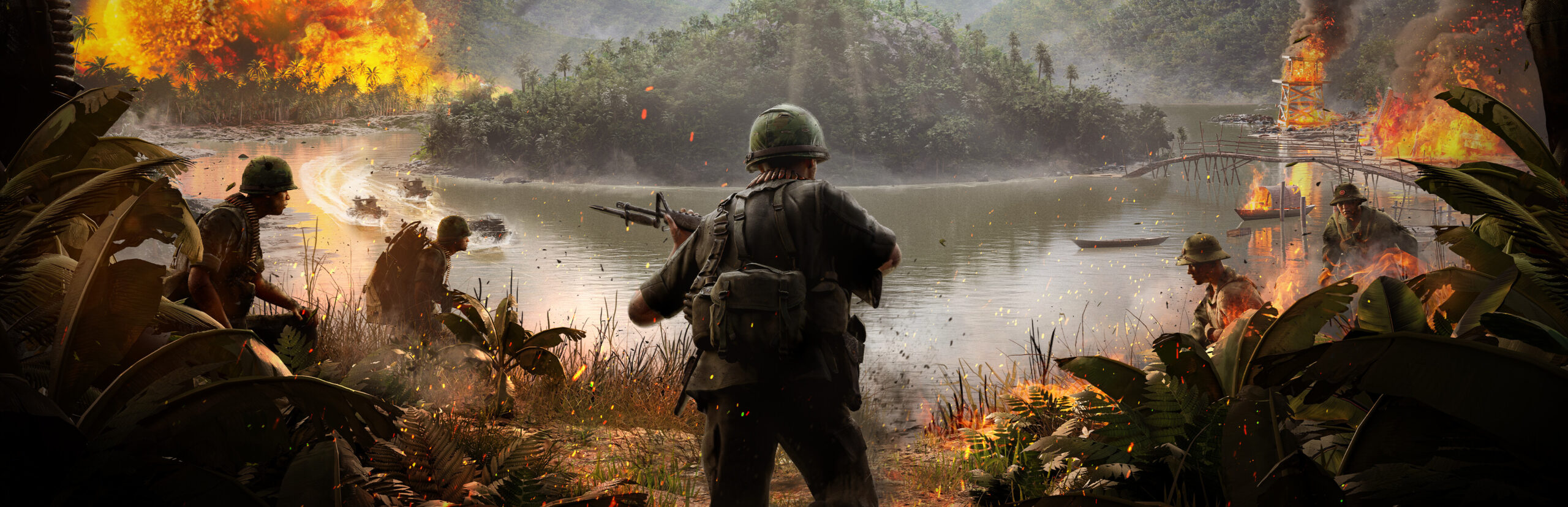 Hell Let Loose: Vietnam key art depicting jungle combat