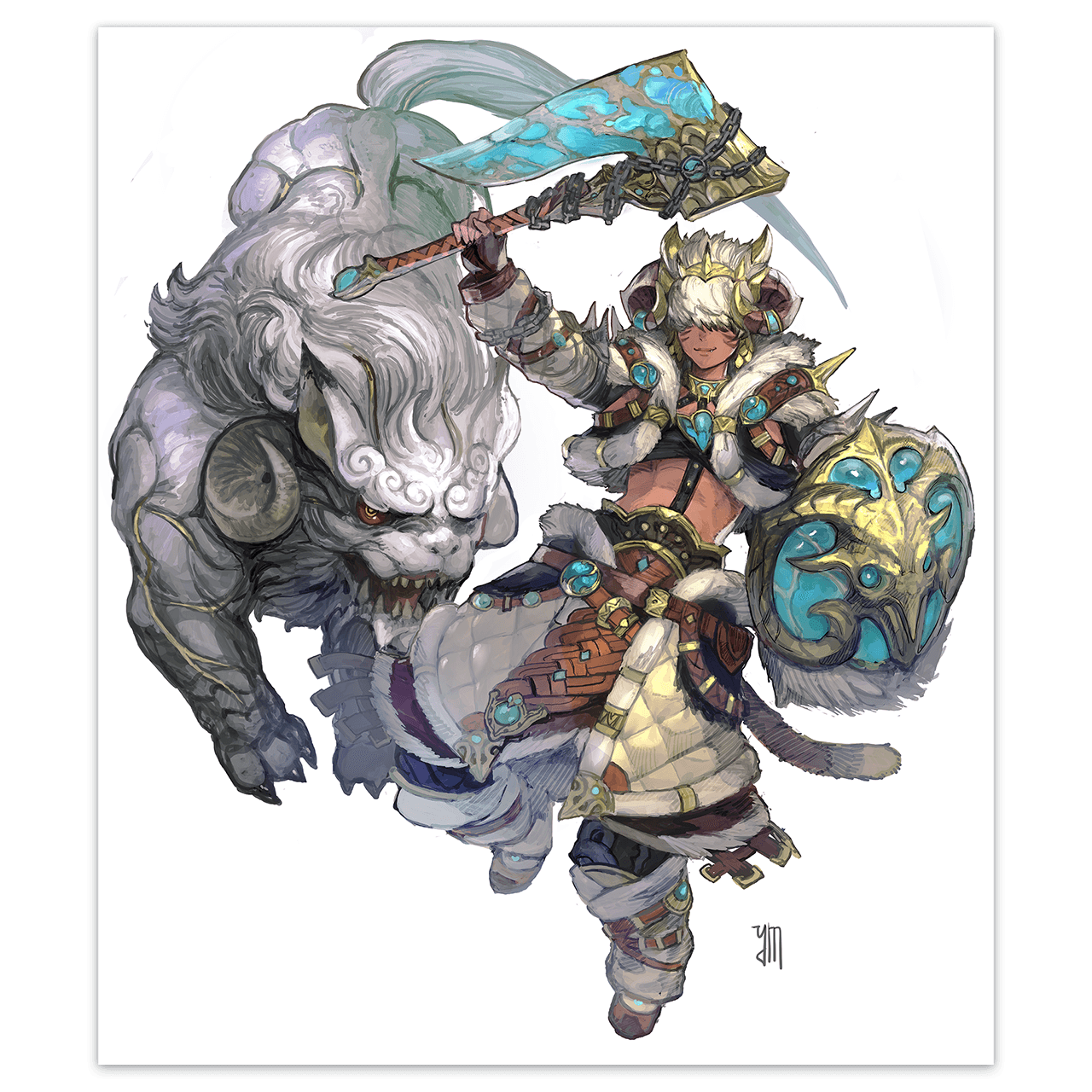 Beastmaster limited job concept art, the beast-taming melee DPS class added in FFXIV patch 7.56