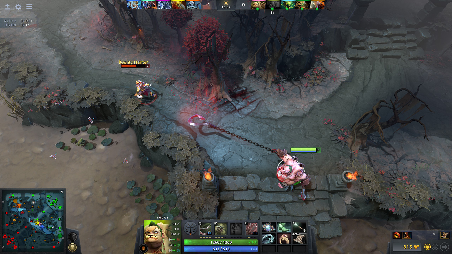 Dota 2 teamfight screenshot showing hero abilities colliding in the mid-game