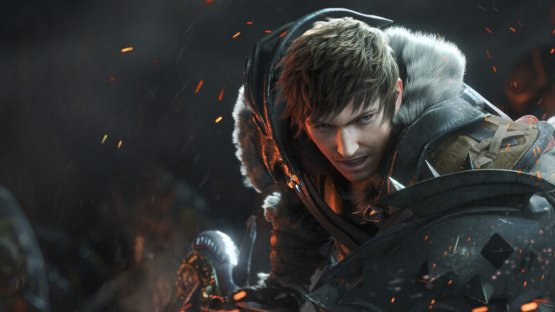 Final Fantasy XIV Online key art featuring Warriors of Light from the Dawntrail era