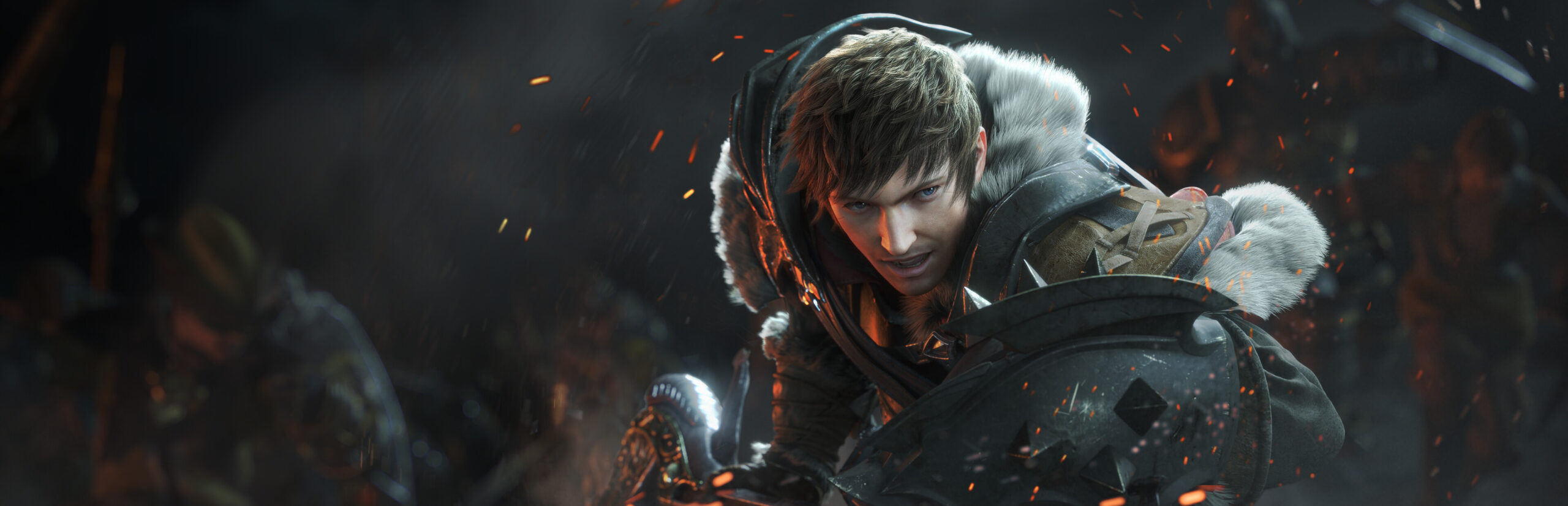 Final Fantasy XIV Online key art featuring Warriors of Light from the Dawntrail era
