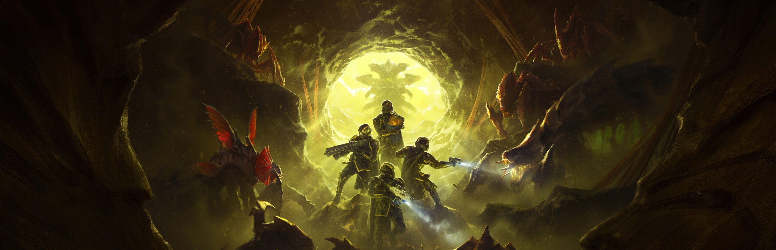 Helldivers 2 key art of armored troopers