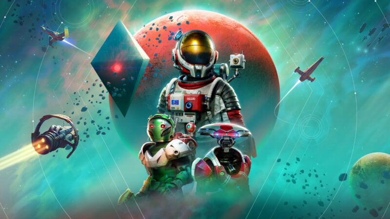 No Man's Sky Cosmos update key art showing a starship near a space station