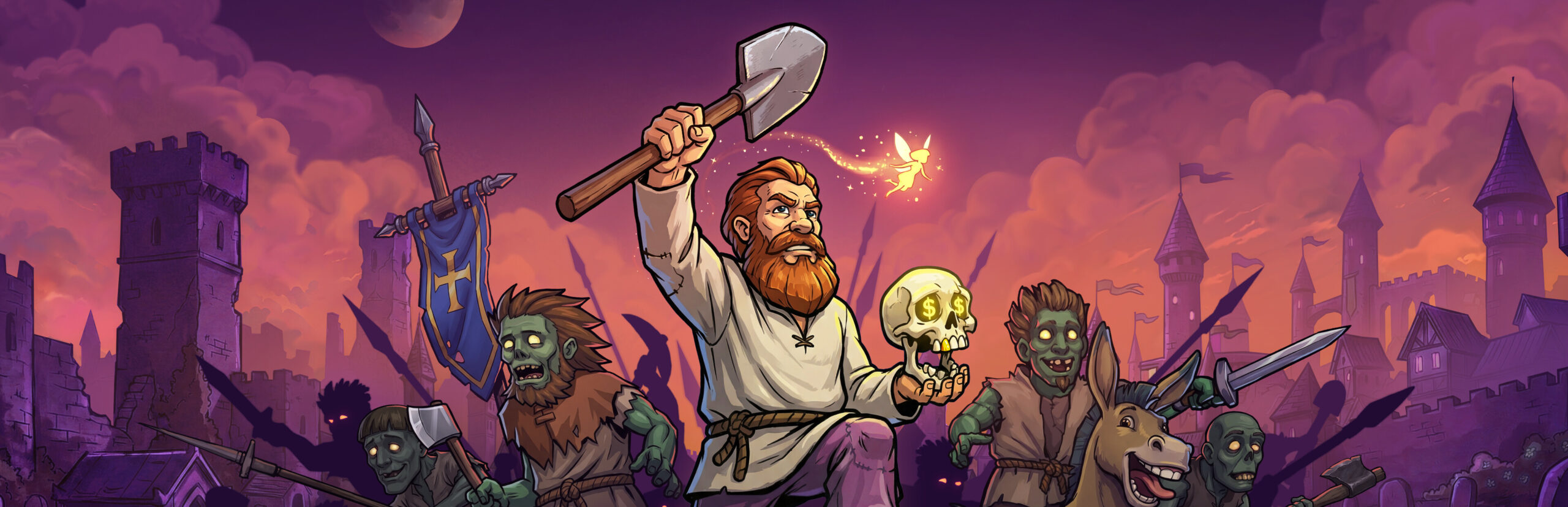 Graveyard Keeper 2 key art featuring the cemetery keeper and undead army