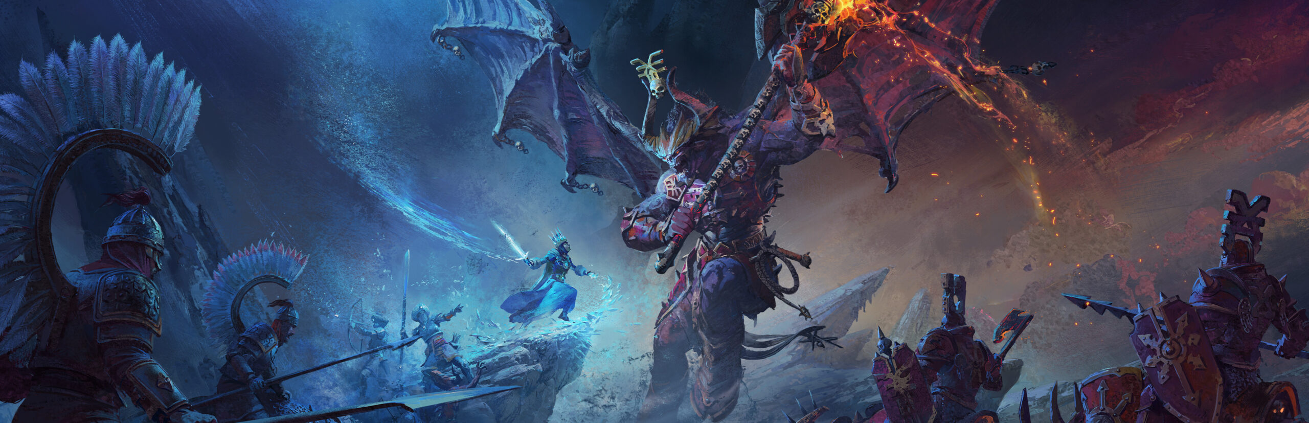 Total War: WARHAMMER III – Lords of the End Times DLC key art featuring Nagash, Neferata, The Glottkin, and Boris Todbringer