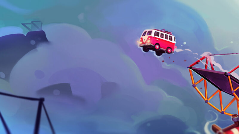 Poly Bridge 3 key art showing colorful bridge structures over a chasm