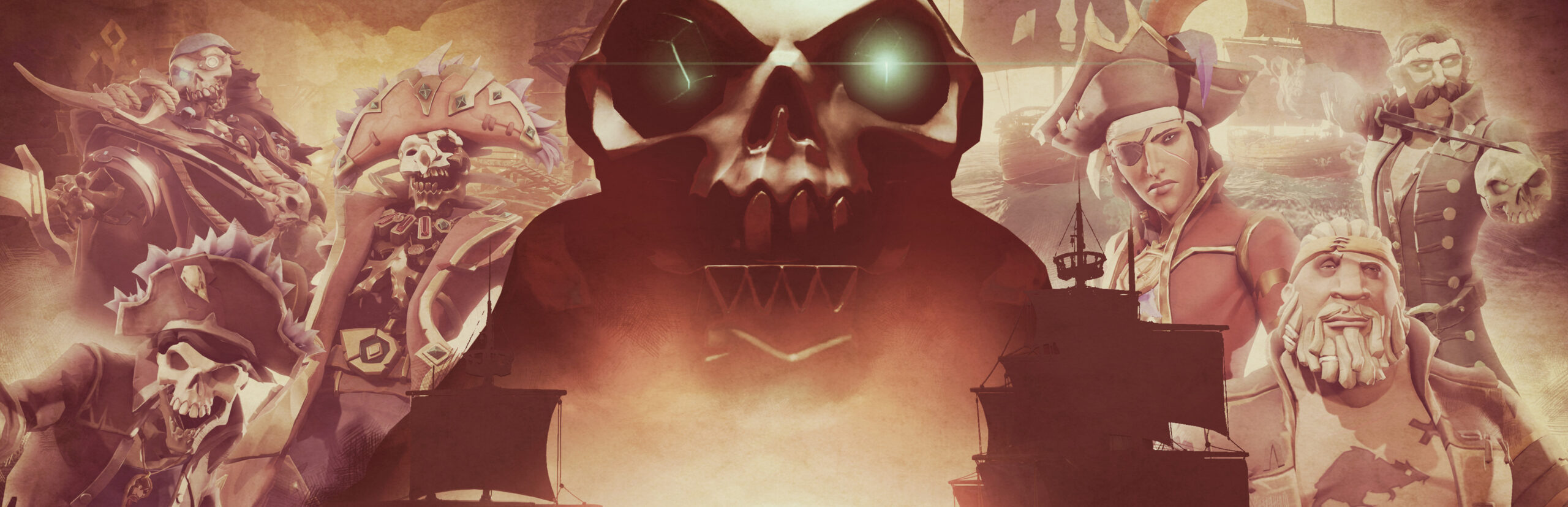 Sea of Thieves Season 21 key art showing pirate ships at sea
