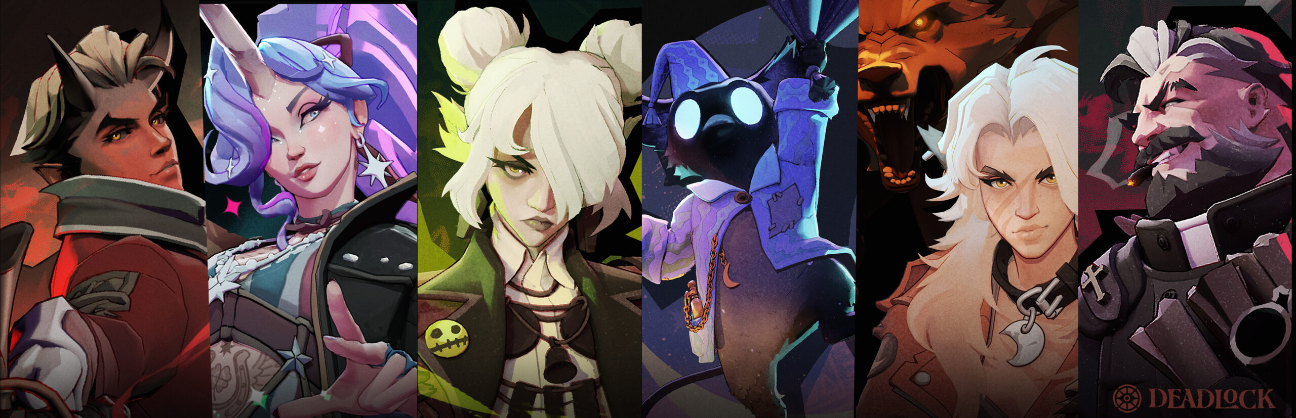 Deadlock key art showing hero characters from the Valve shooter