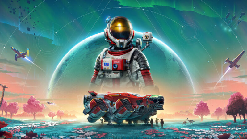 No Man's Sky Cosmos update key art showing a player-built space station