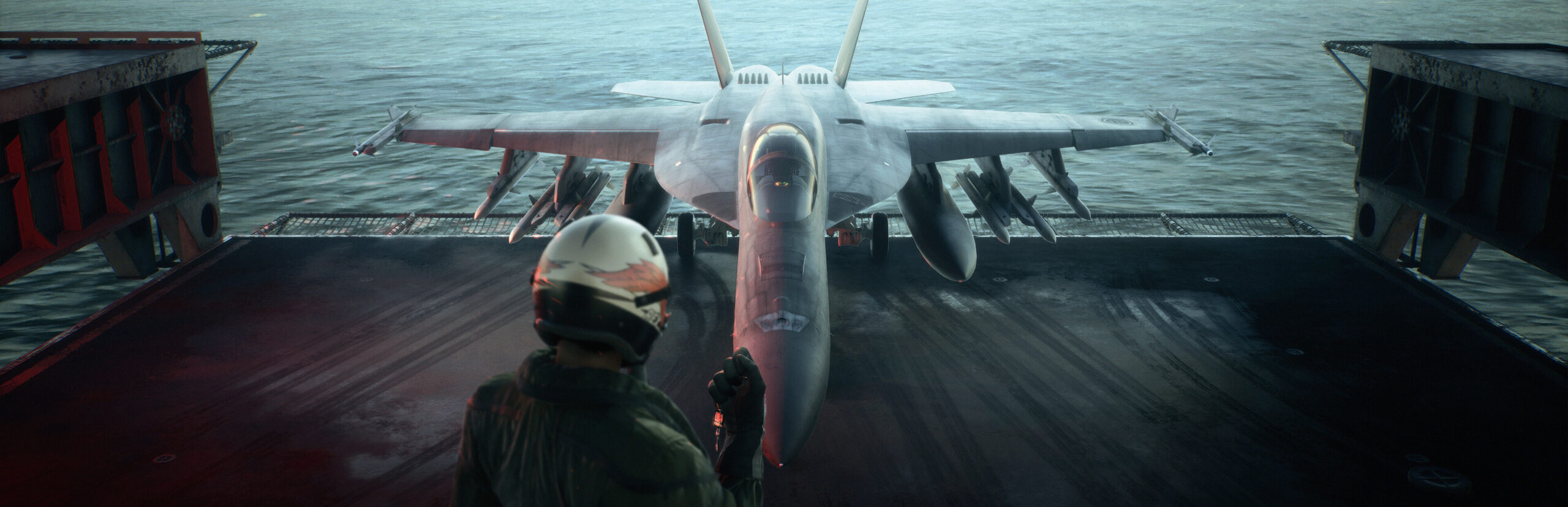 Ace Combat 8 Wings of Theve library hero artwork of a fighter jet banking over a warzone