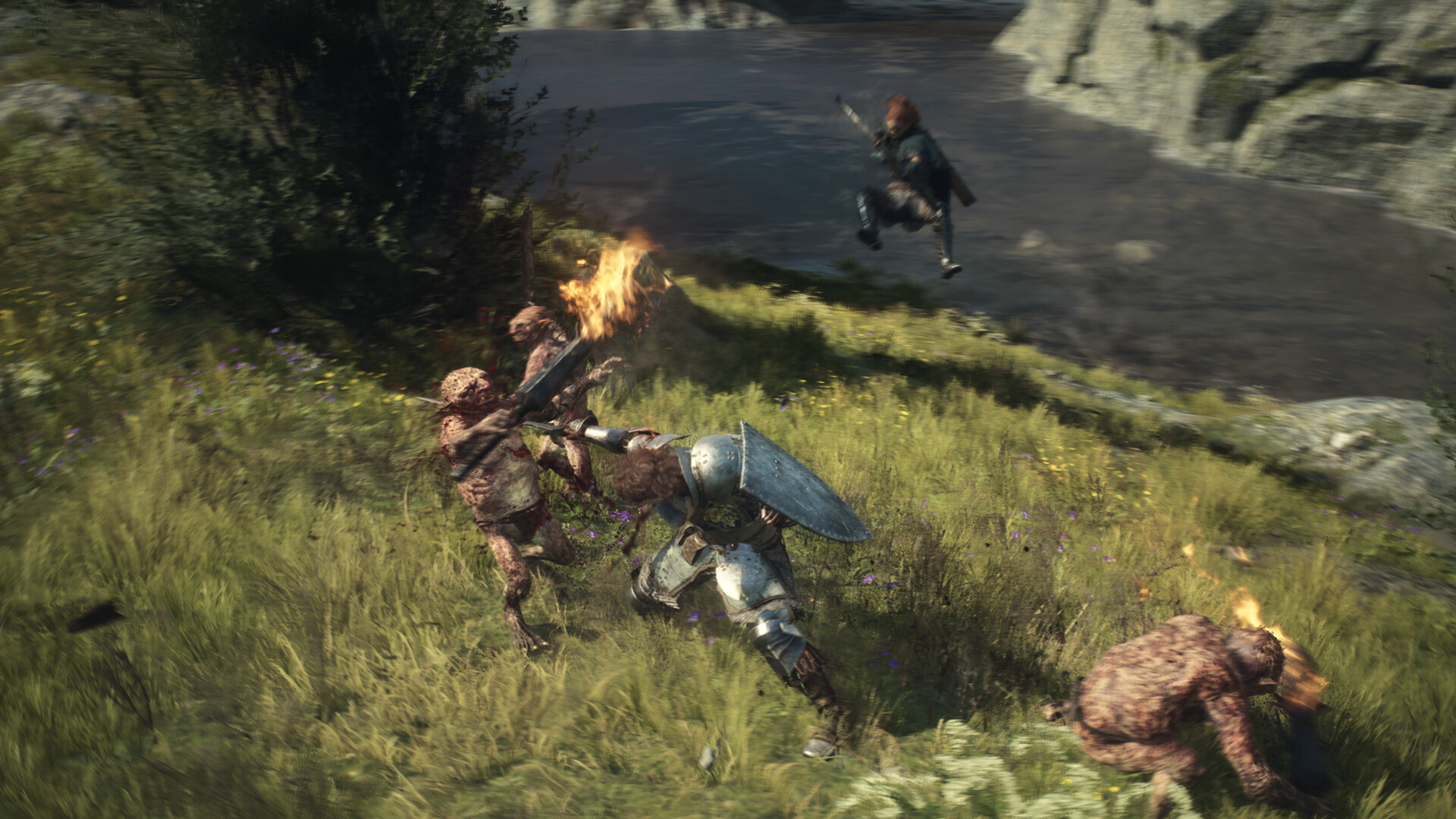Dragon's Dogma 2 gameplay screenshot showing a spellcaster vocation in action