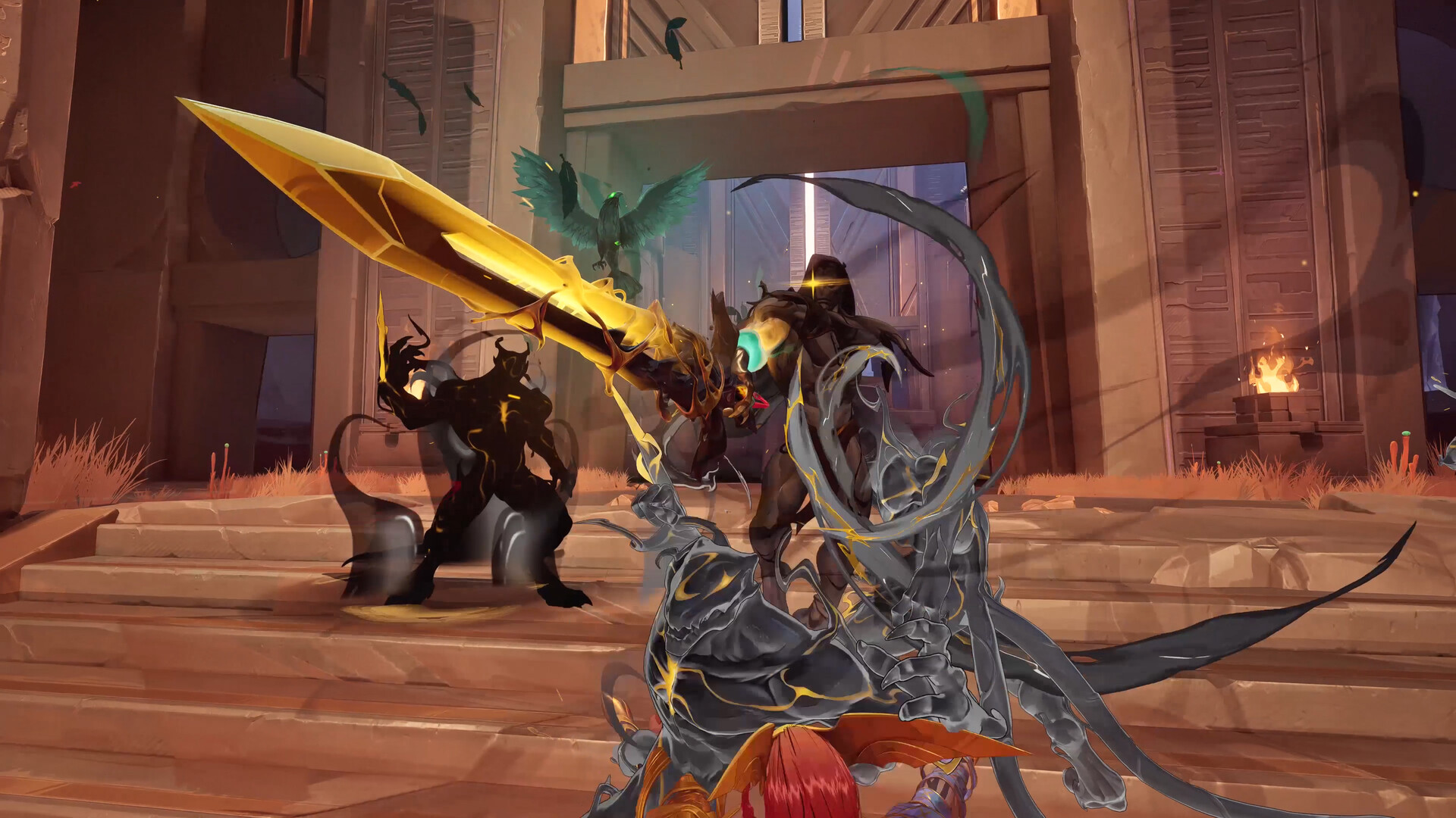 Marvel Rivals team fight screenshot showing S-tier Vanguard and Duelist heroes clashing