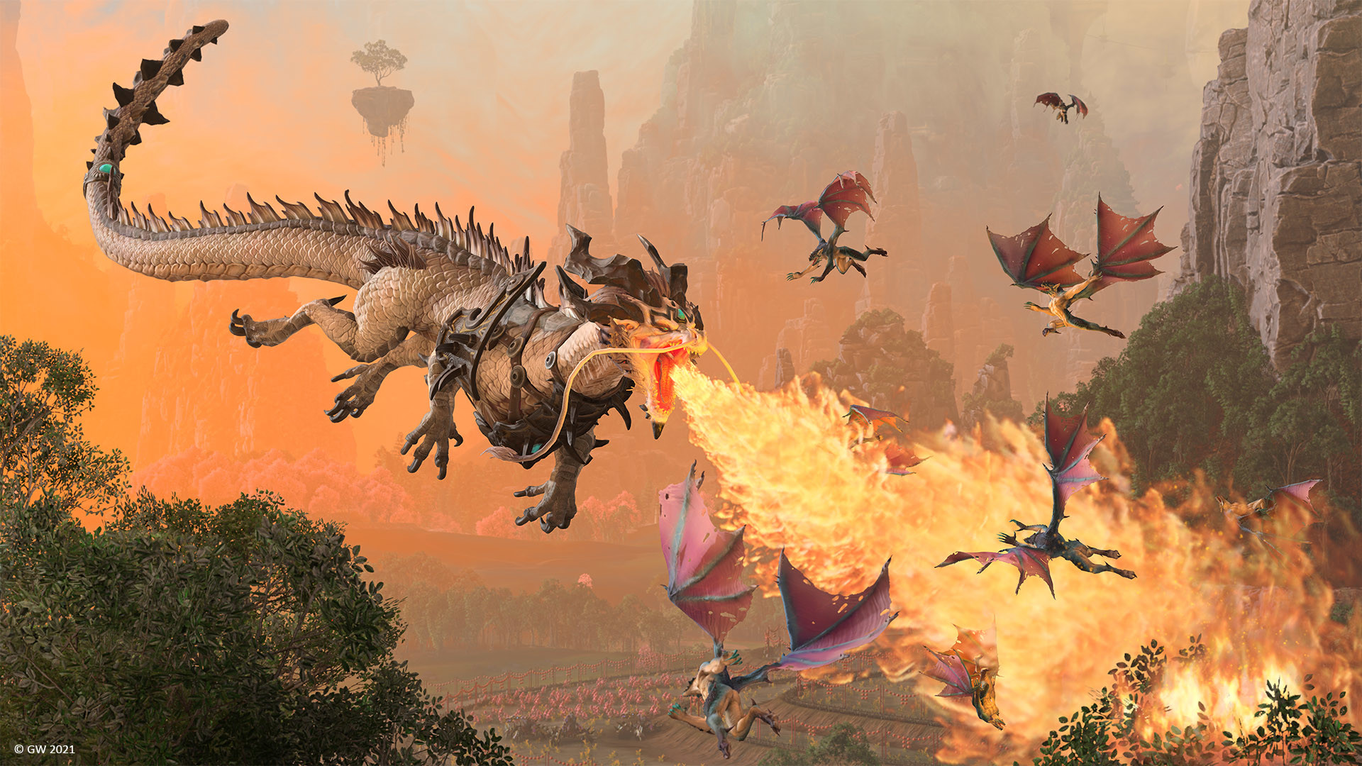 Total War: Warhammer III screenshot showing the Immortal Empires campaign map with faction territories
