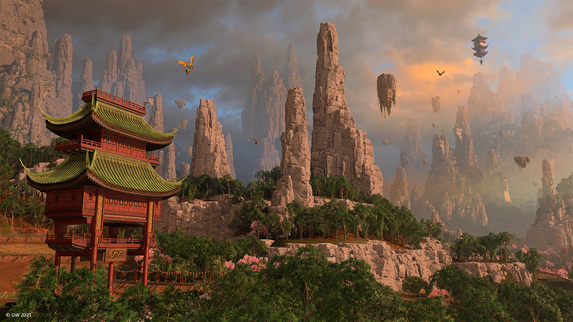 Total War: Warhammer III screenshot showing a legendary lord leading troops into battle