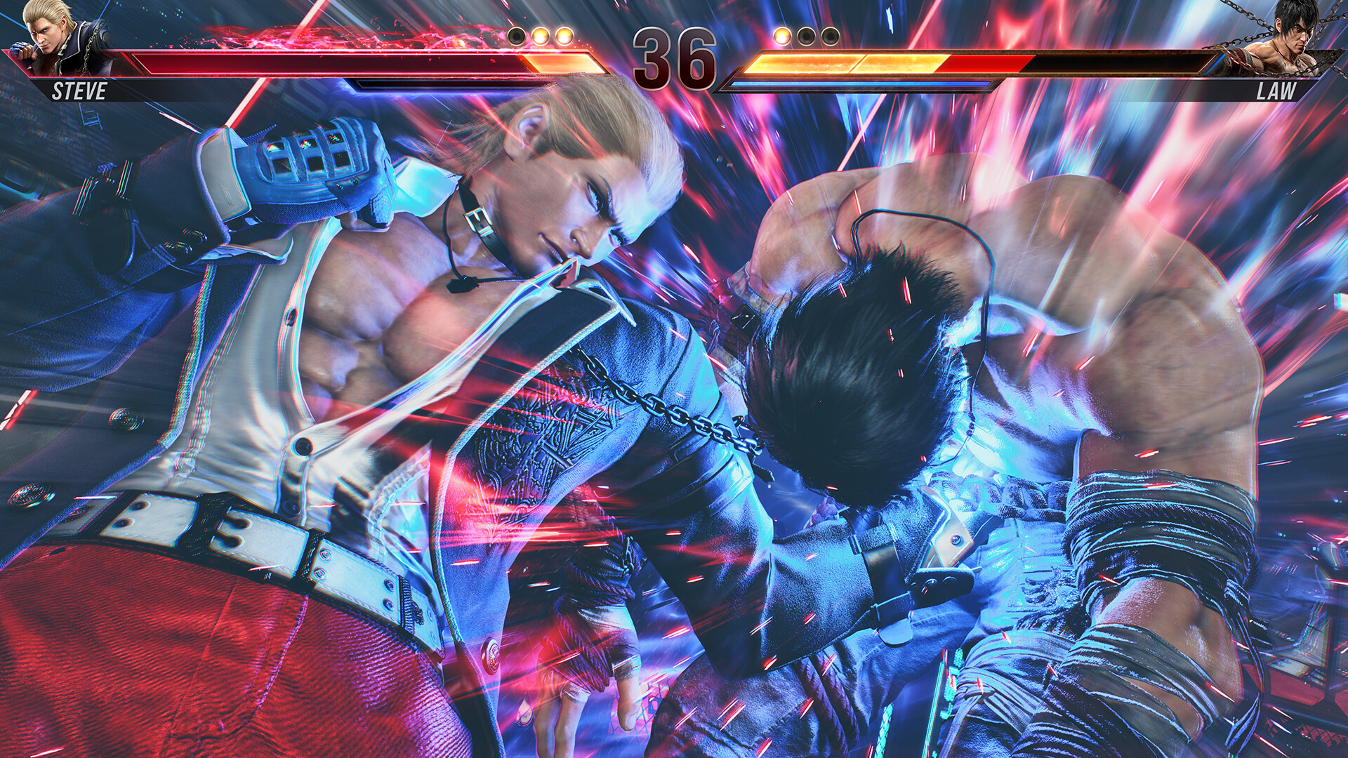 Tekken 8 match in progress showing an S-tier character landing a combo