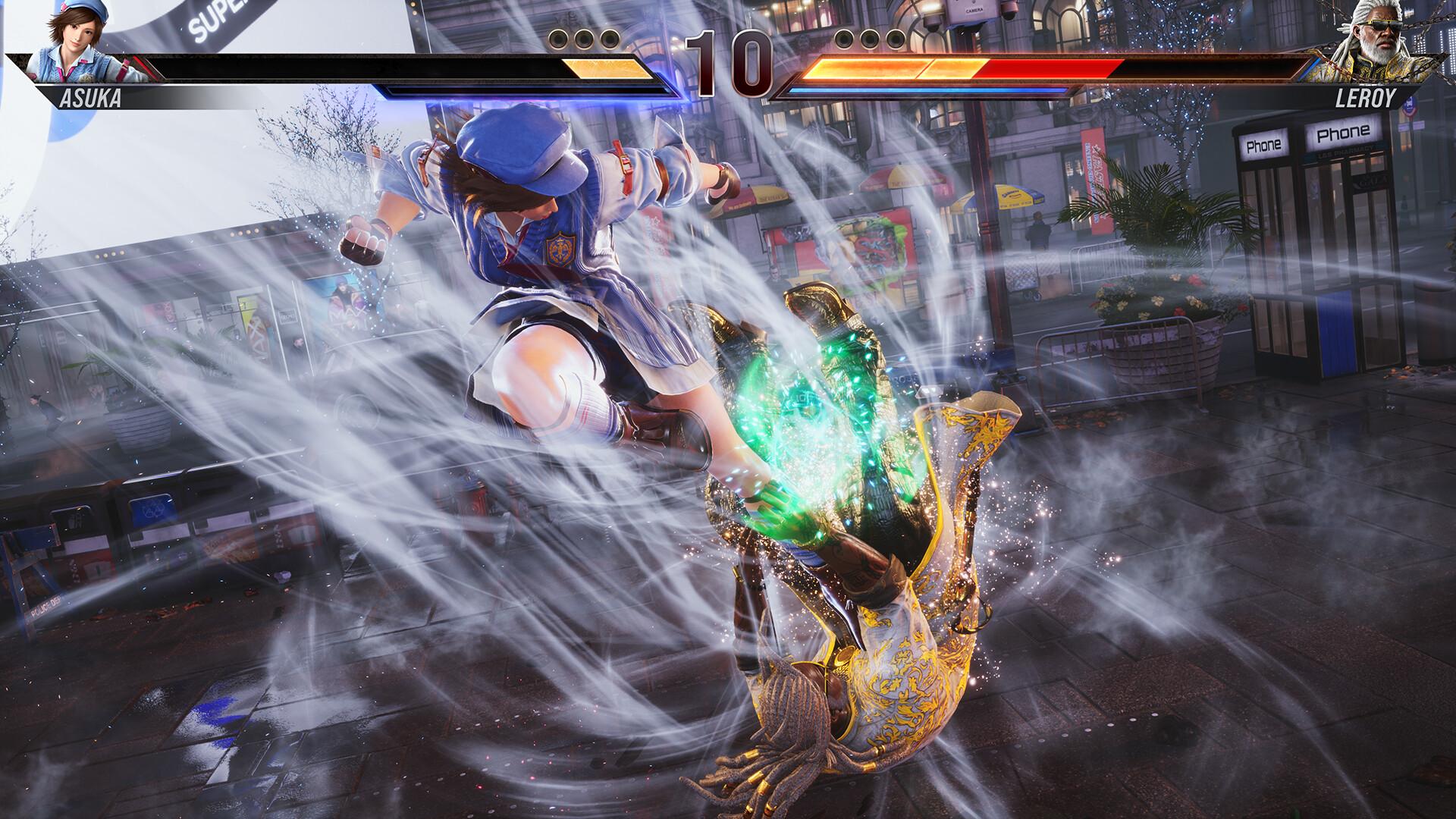 Tekken 8 gameplay screenshot showing a neutral game stance exchange