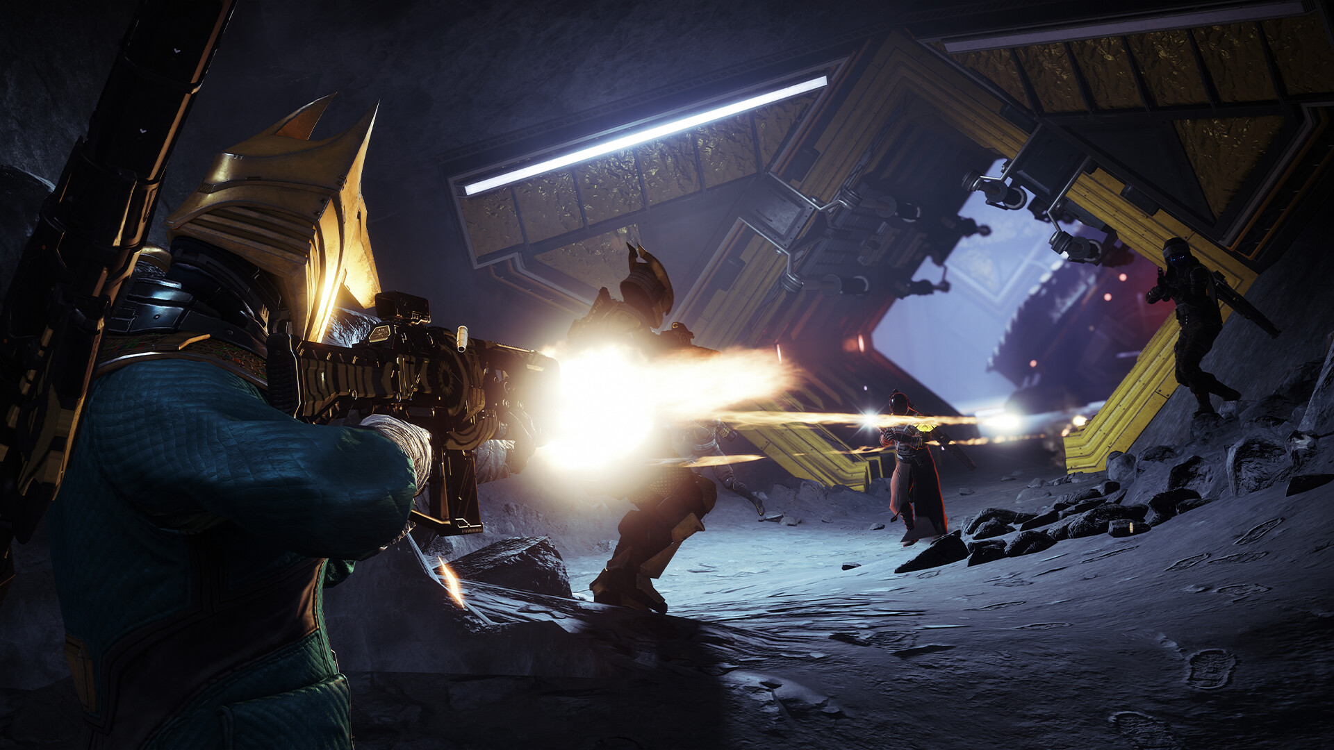 Destiny 2 Warlock Guardian using Arc-based ability effects in combat