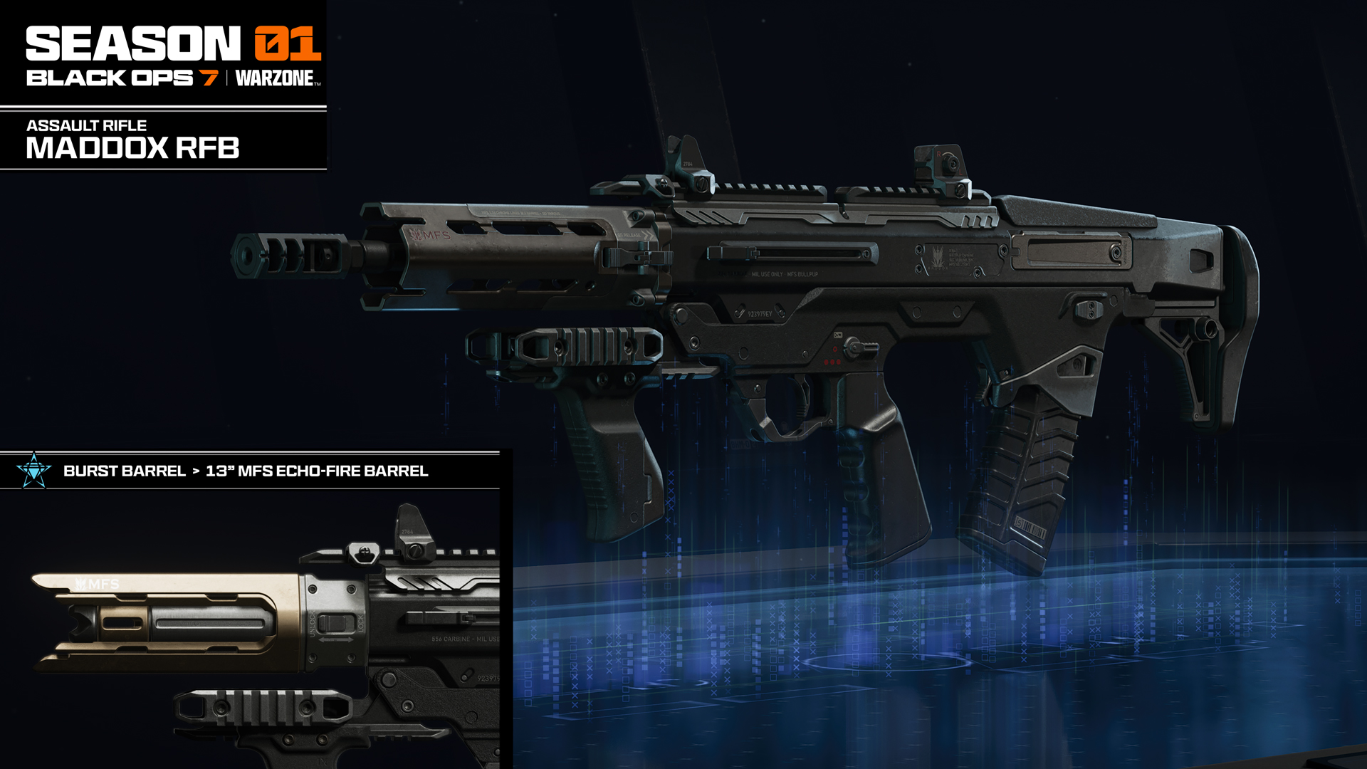 Maddox RFB assault rifle render, the top-ranked AR loadout in Black Ops 7 Season 6