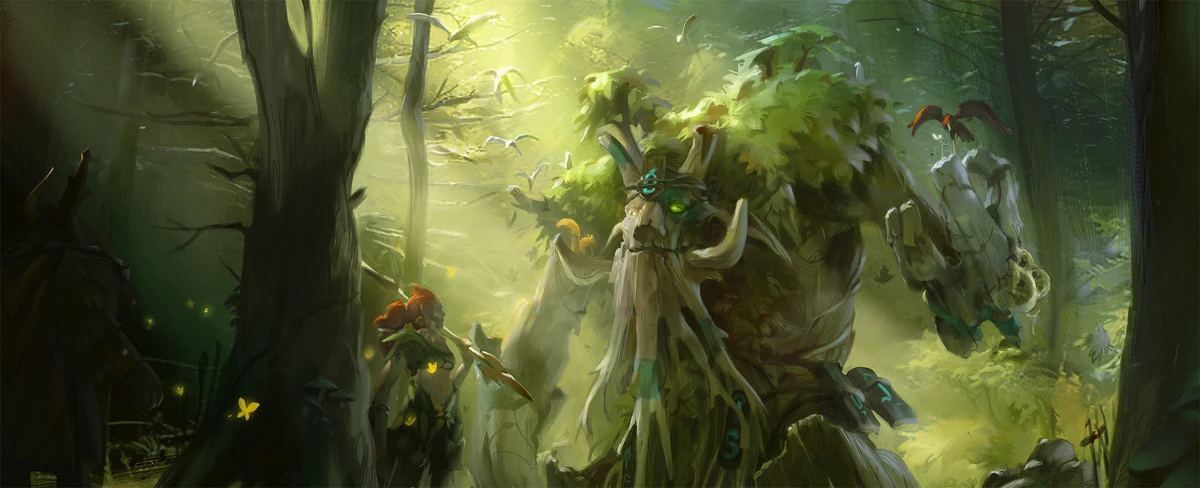 Treant Protector splash art, dropped out of the meta after heavy 7.41f nerfs