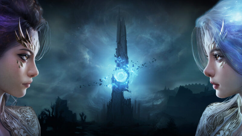 AION 2 key art showing winged Daeva characters in NCSOFT's fantasy MMORPG