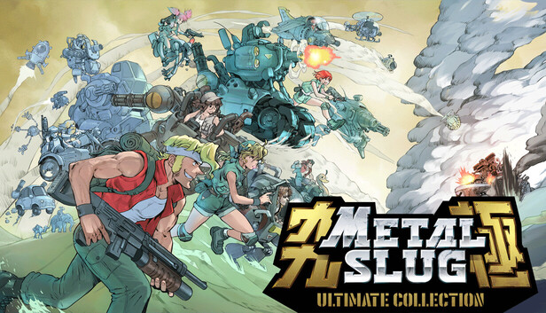 Metal Slug Ultimate Collection Steam store art featuring series mascots and the Metal Slug tank
