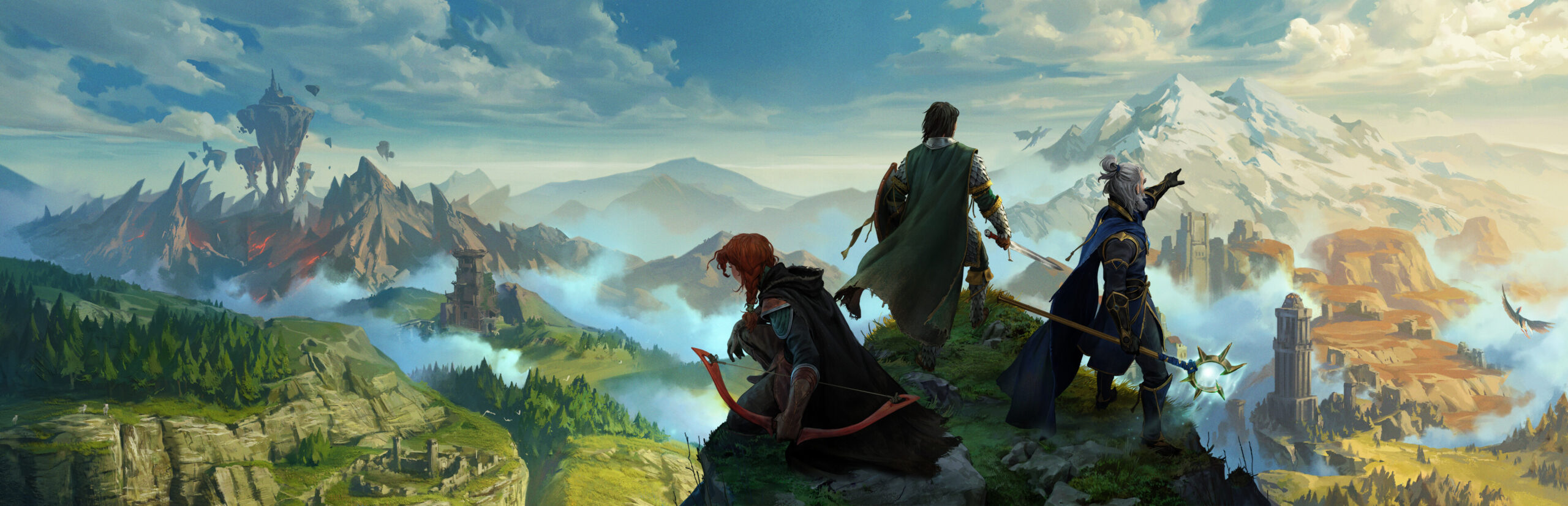 Enshrouded 1.0 key art showing the survival game's logo and misty landscape