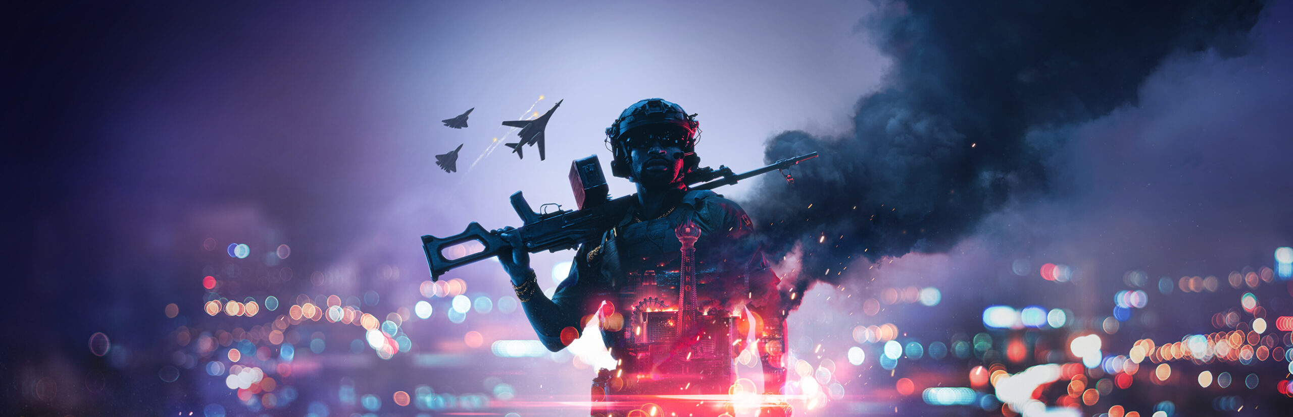 Battlefield 6 Season 5 Siege of Vegas key art showing the Las Vegas Strip battlefield