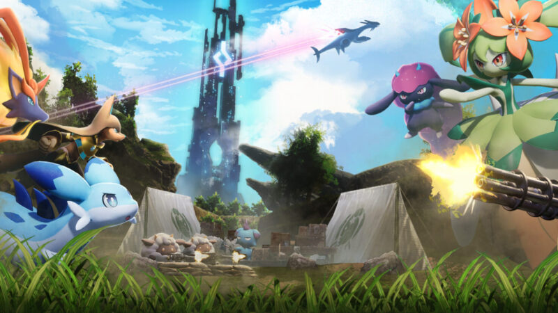 Palworld key art showing a trainer with a group of Pals