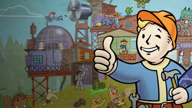 Fallout 76 key art showing Vault Dwellers exploring the post-apocalyptic wasteland of Appalachia