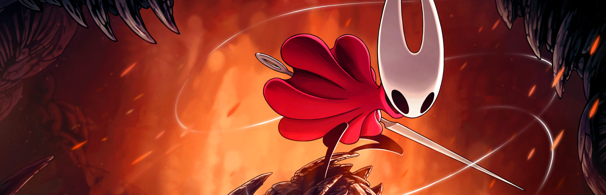 Hollow Knight: Silksong key art showing Hornet in the kingdom of Pharloom