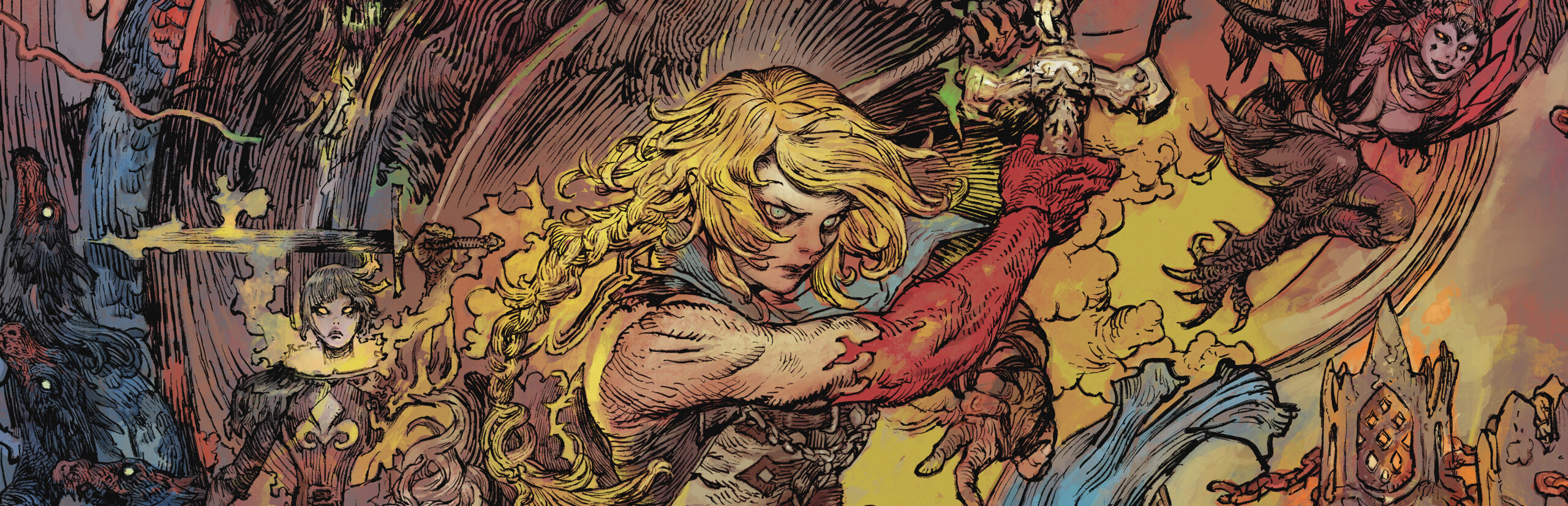 Castlevania: Belmont's Curse key art showing Rose Belmont wielding the Vampire Killer whip