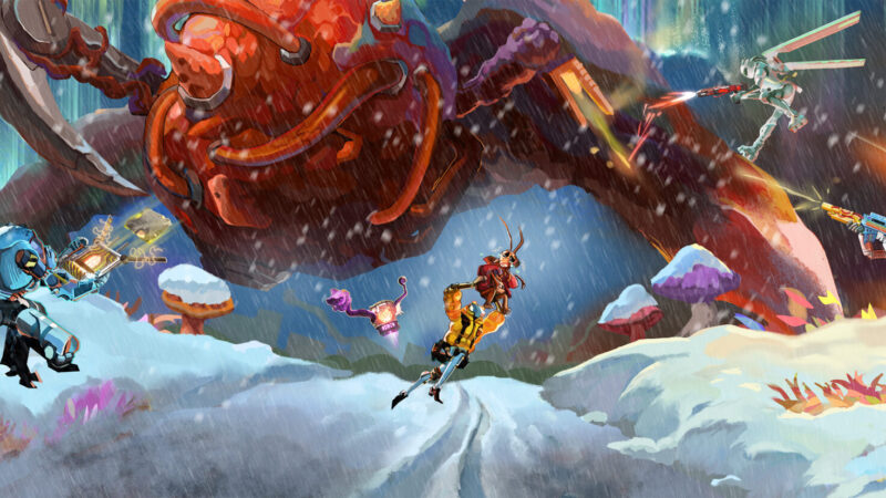 Mycopunk key art showing the co-op robot squad