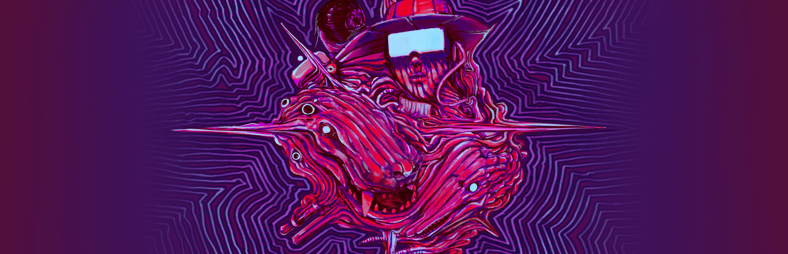 Athanasia key art showing a prehistoric predator in the secret laboratory