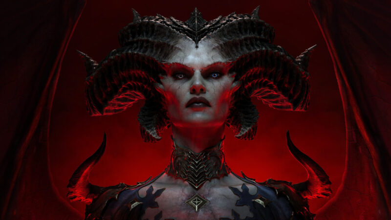 Diablo IV key art showing Lilith against a hellish backdrop