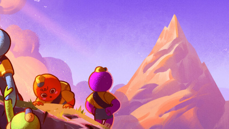 PEAK key art showing climbers scaling the shifting mountain