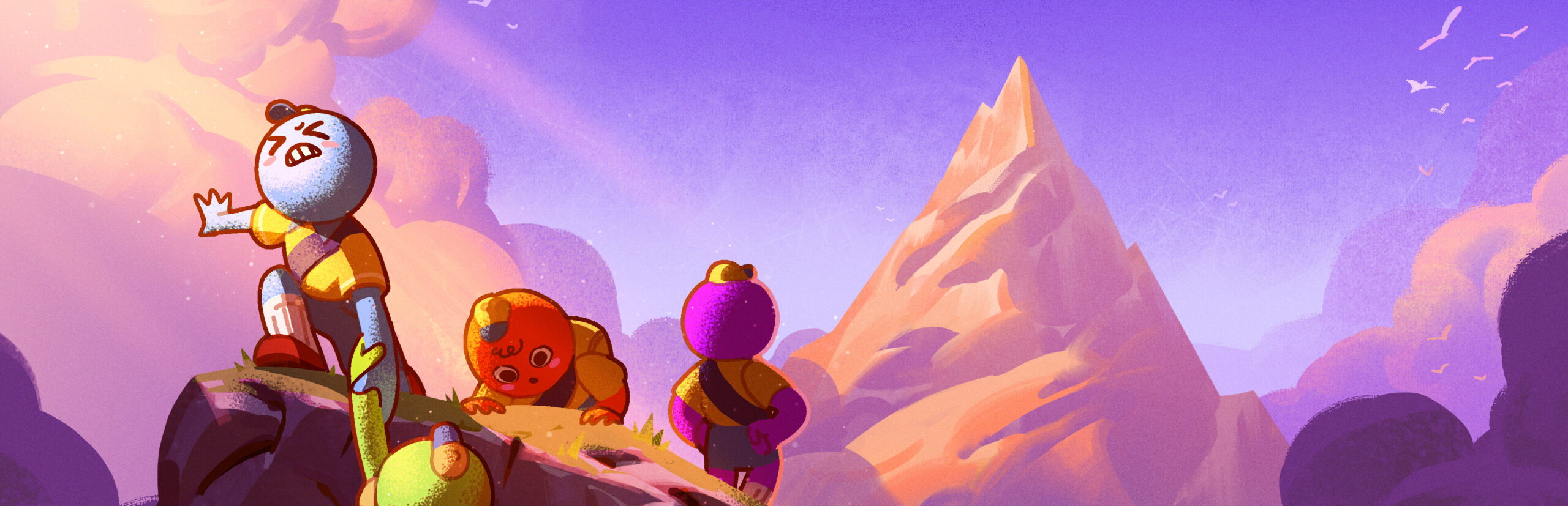 PEAK key art showing climbers scaling the shifting mountain