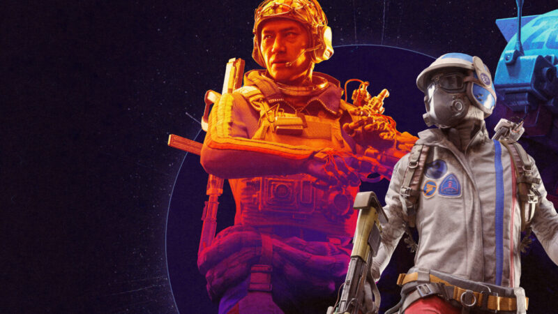 ARC Raiders key art showing armored raiders scavenging a derelict industrial wasteland