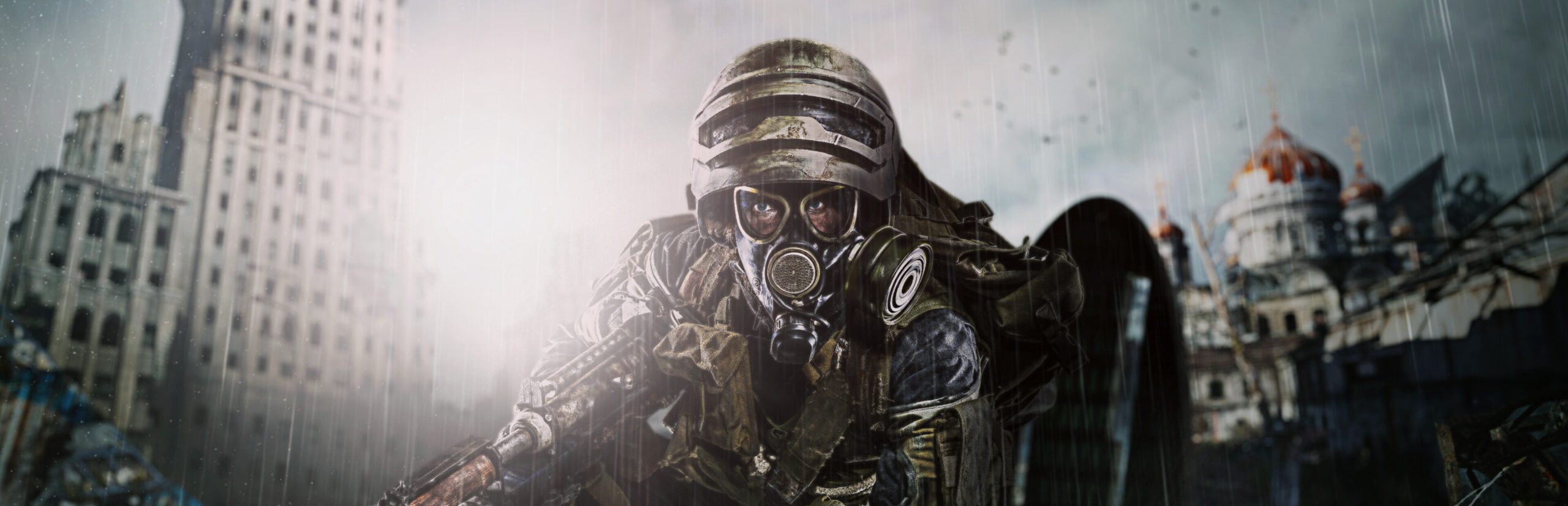 Metro Last Light Redux next-gen update artwork of a soldier wearing a gas mask