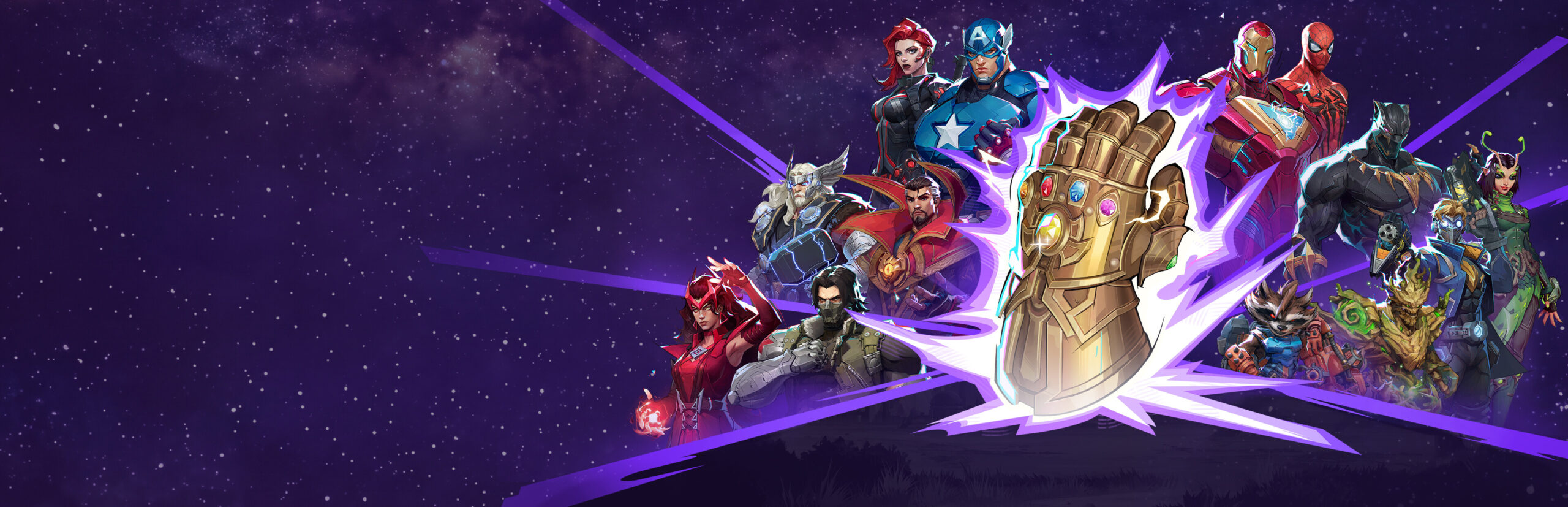 Marvel Rivals key art showing a lineup of Marvel heroes and villains