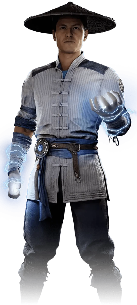 Raiden channeling lightning between his hands in Mortal Kombat 1