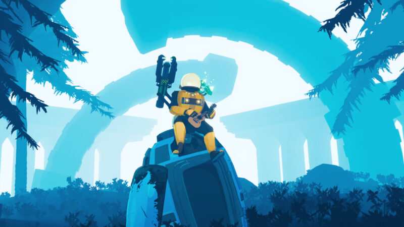 Risk of Rain 2 key art showing survivors on the alien world of Petrichor V