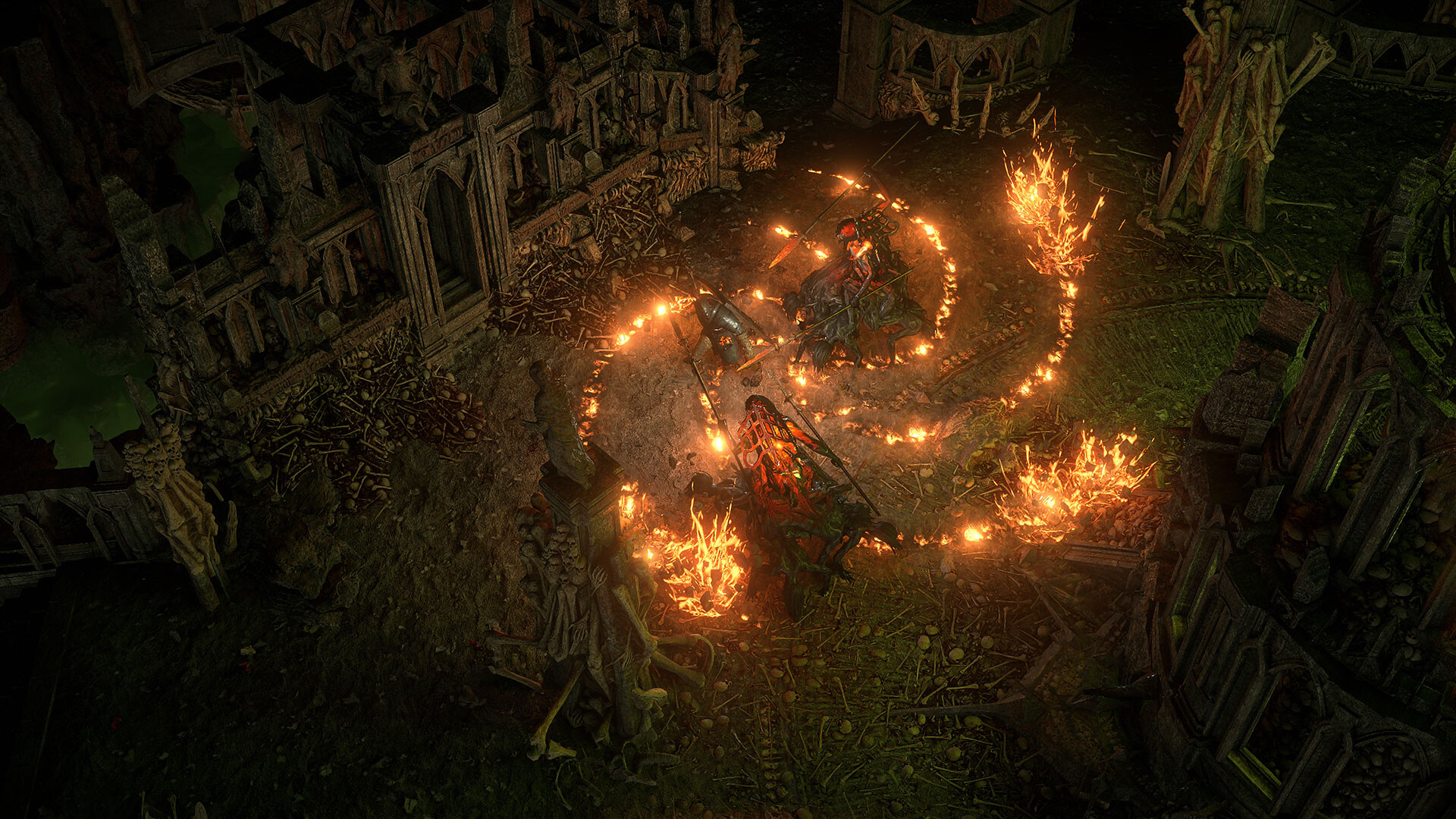 Path of Exile 2 gameplay screenshot showing a character exploring a map area with its atlas-style layout