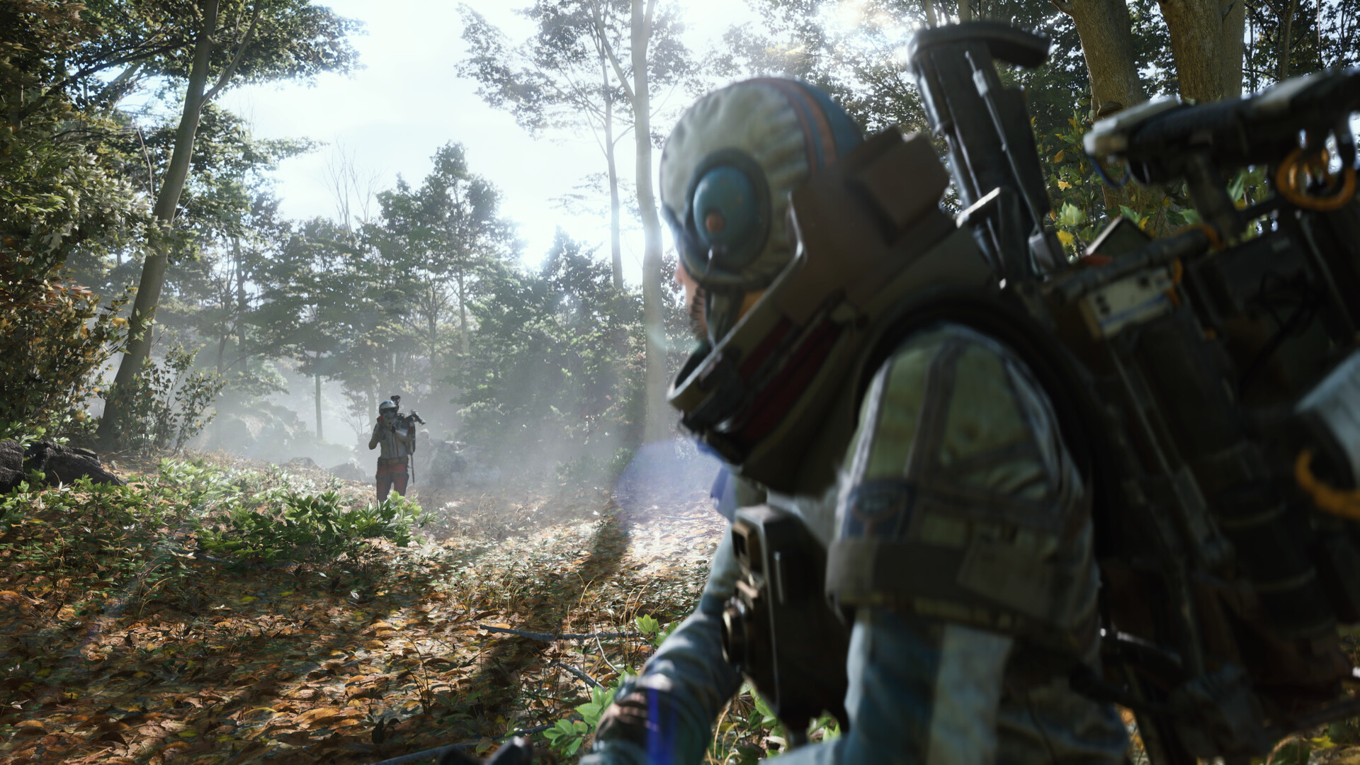 ARC Raiders screenshot of a raider taking cover behind debris during a firefight